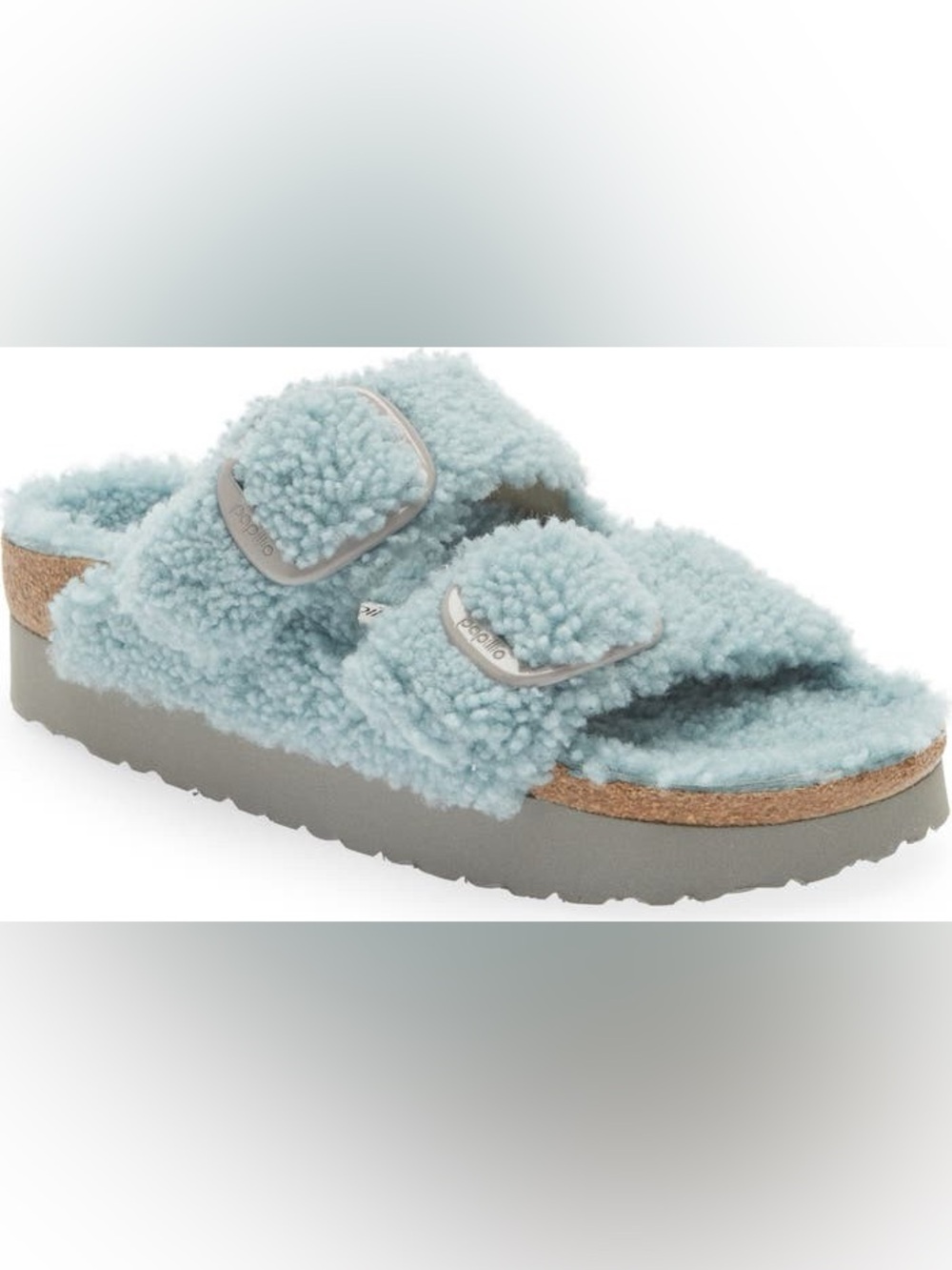 Papillio by Birkenstock Arizona Big Buckle Genuine Shearling Slide Sandal Sz 37